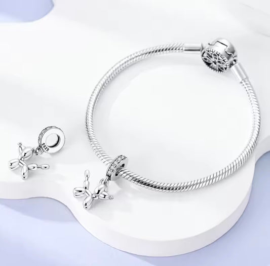 Balloon Dog Dangle Charm – Sterling Silver