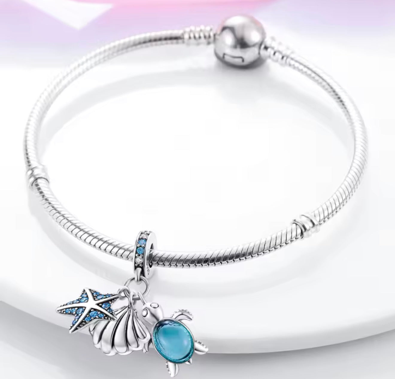 Ocean Treasures Charm – Sterling Silver & Blue Crystal