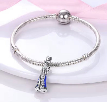 Blessed Lady Charm – Sterling Silver & Blue Enamel