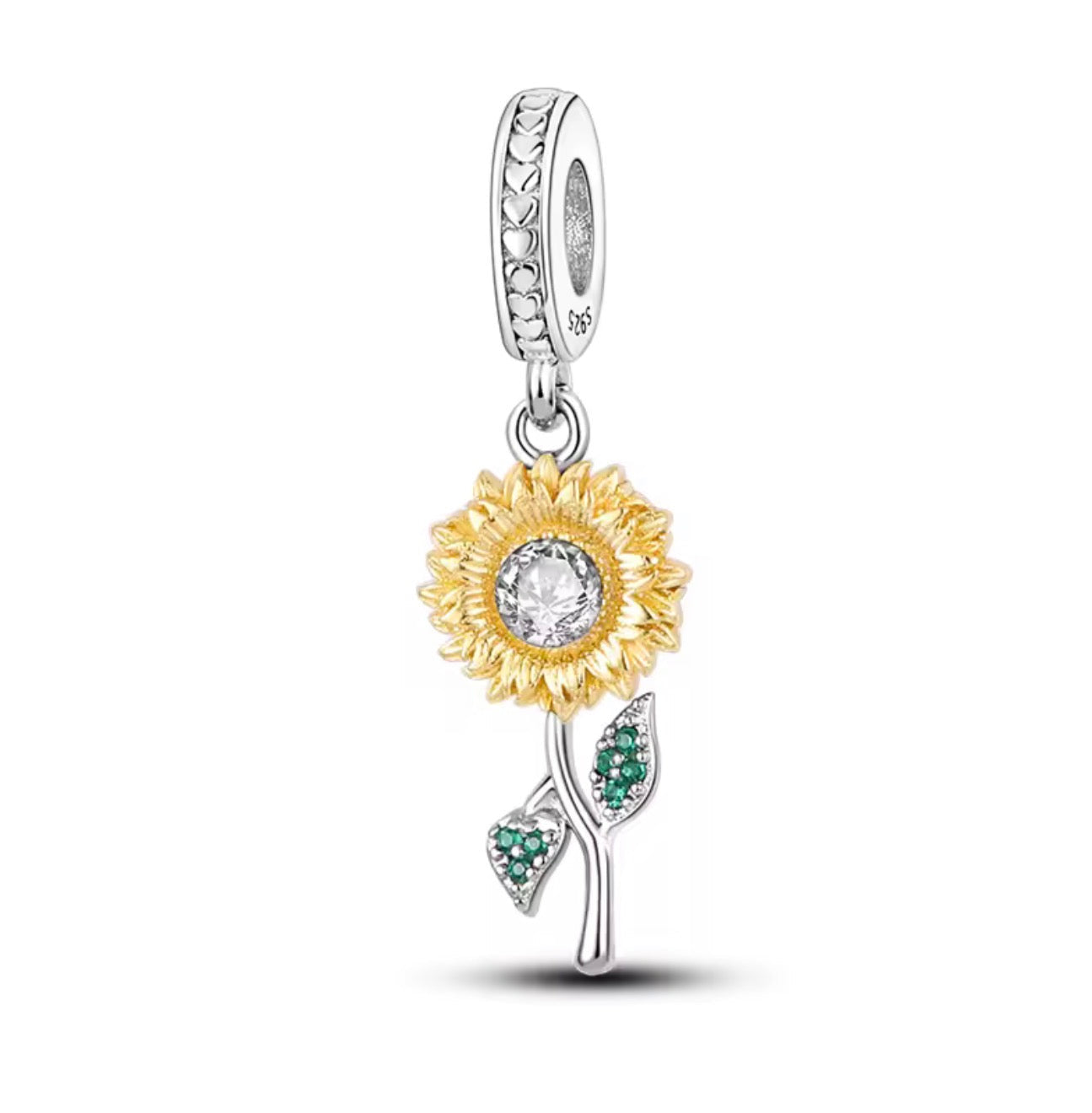 Golden Sunflower Dangle Charm – Sterling Silver & 18K Gold Plating