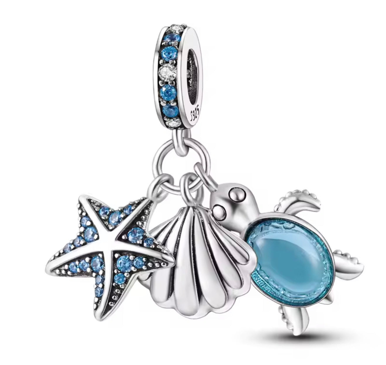 Ocean Treasures Charm – Sterling Silver & Blue Crystal
