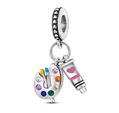 Artist’s Palette Charm – Sterling Silver & Multicolor Crystals