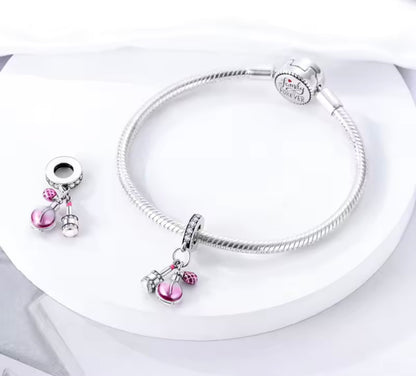 Pink Glam Beauty Charm – Sterling Silver