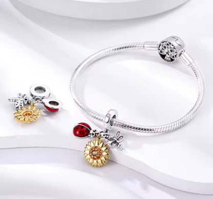 Enchanted Garden Charm – Sterling Silver & Gold Detail