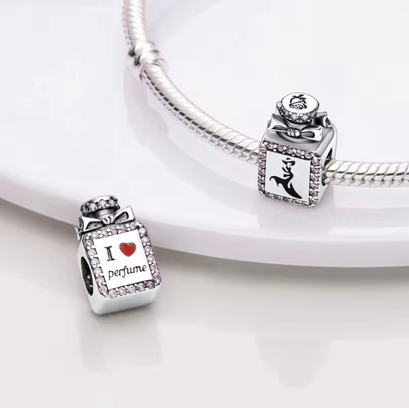 “Love for Fragrance” Sterling Silver Perfume Bottle Charm