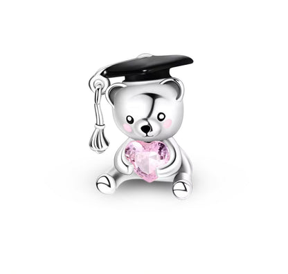Graduation Bear Charm – Sterling Silver